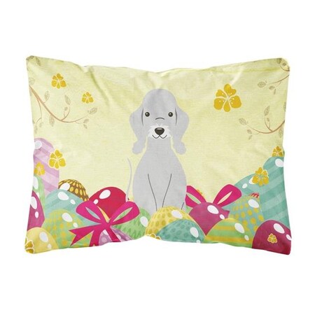 Carolines Treasures Carolines Treasures BB6090PW1216 Easter Eggs Bedlington Terrier Blue Canvas Fabric Decorative Pillow BB6090PW1216